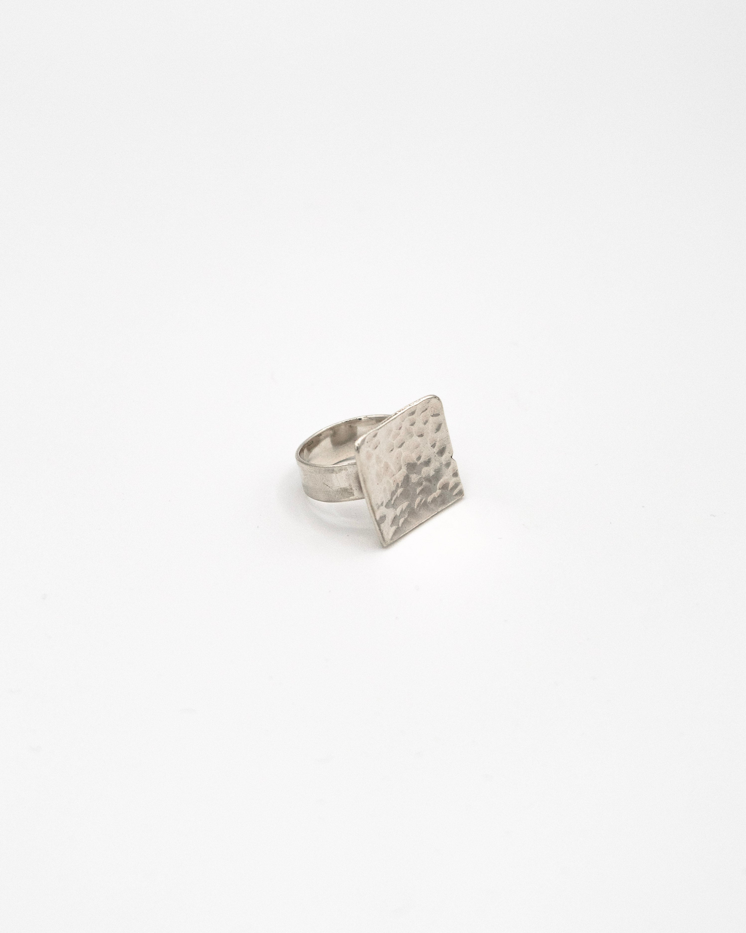 Hammered finish square ring