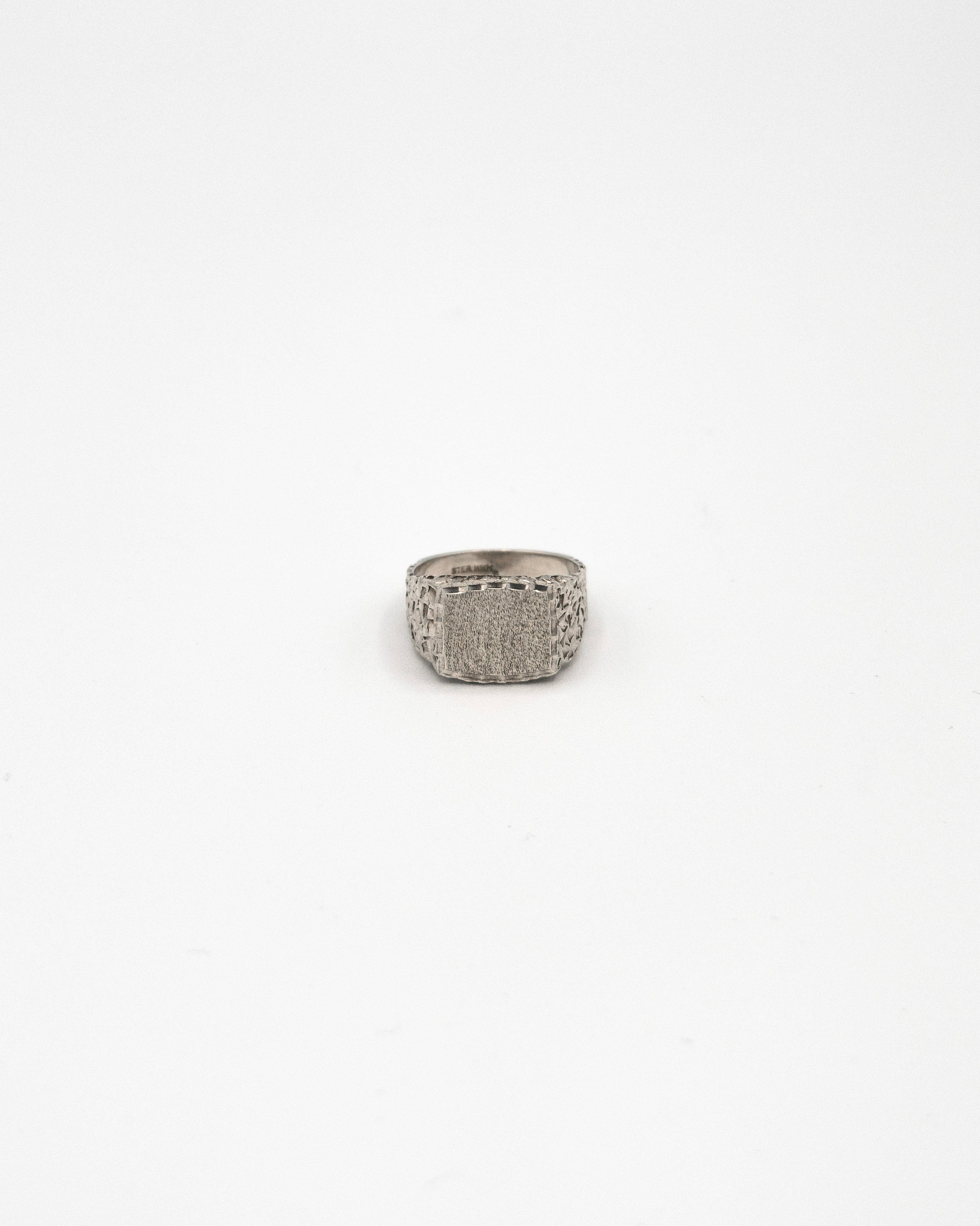 Signet ring with hammered finish