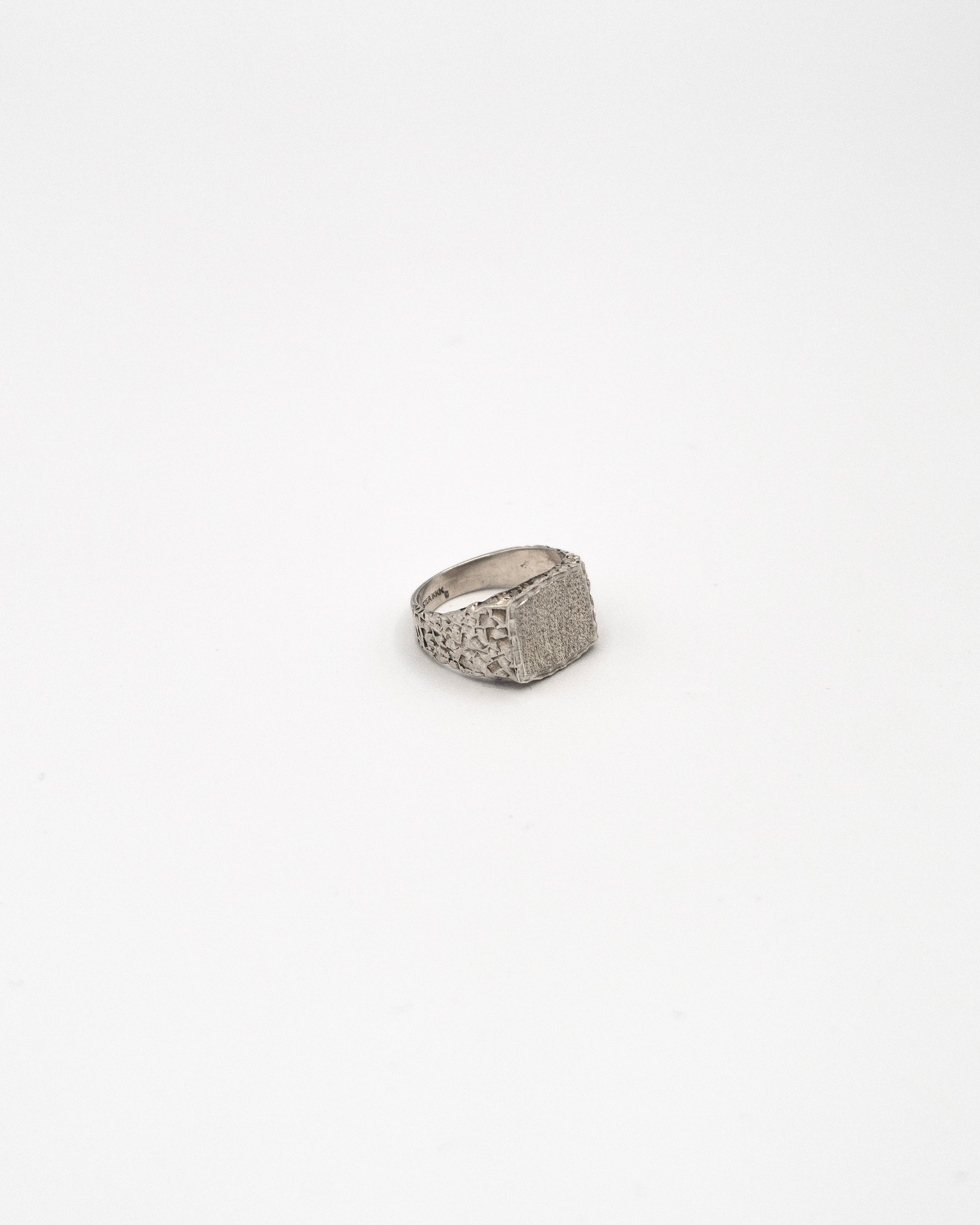 Signet ring with hammered finish