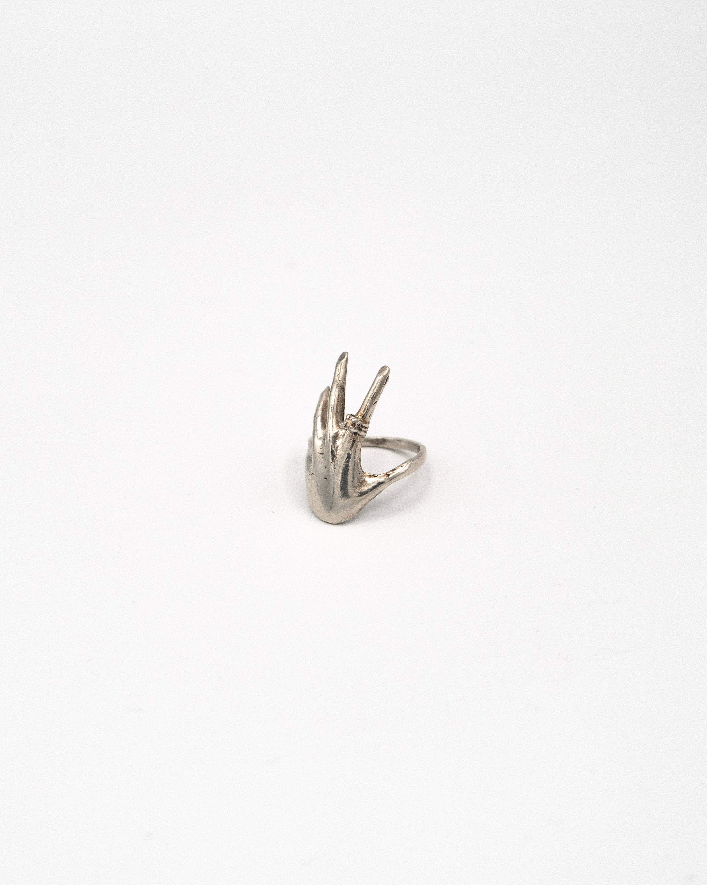 Sterling silver open hand ring