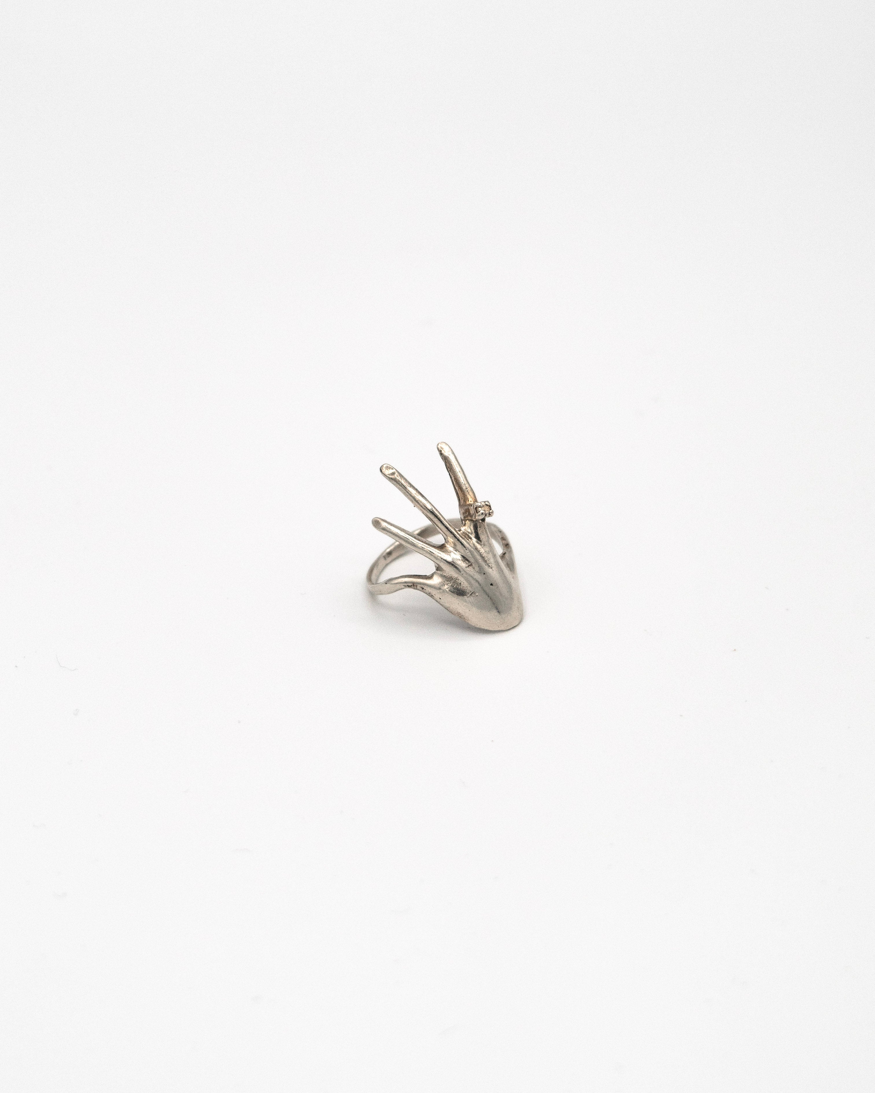 Sterling silver open hand ring