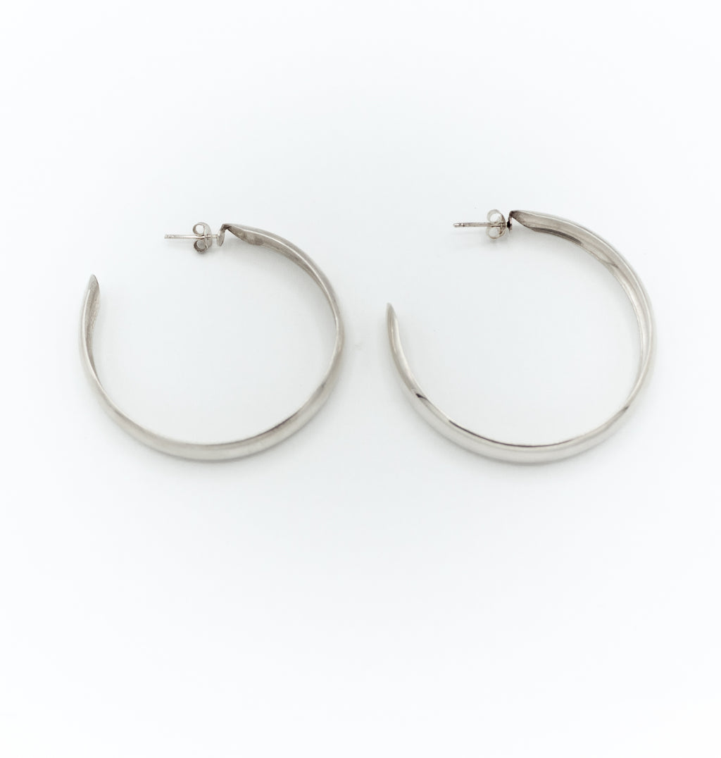 Wide flat open hoop earrings