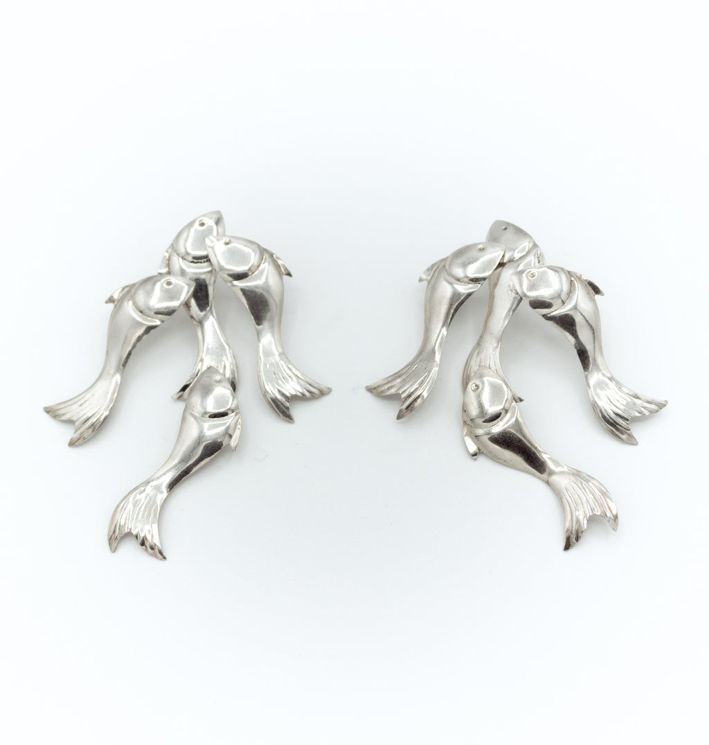 Fish dangle stud earrings