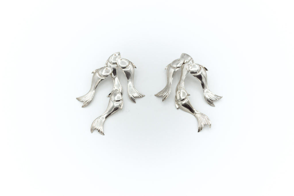 Fish dangle stud earrings
