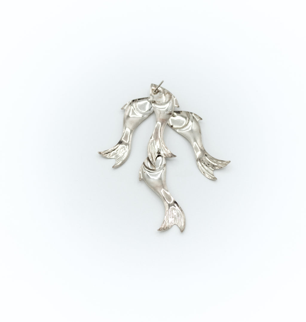 Fish dangle stud earrings