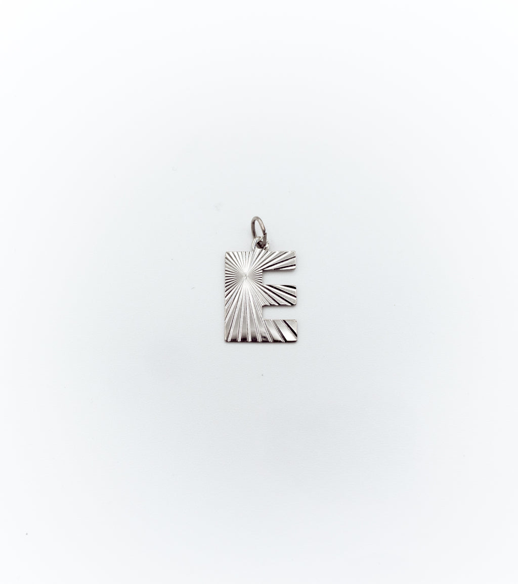 Textured letter ‘’E’’ pendant