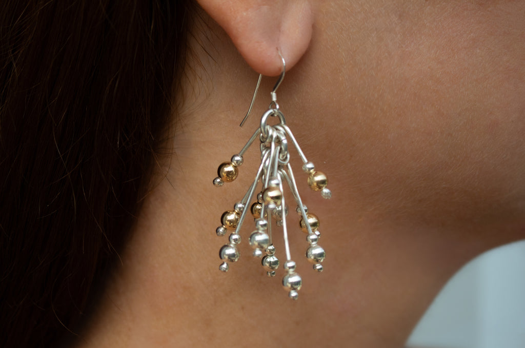 Two-toned beaded dangle earrings