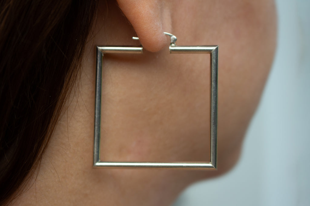 Square shape hoop earrings